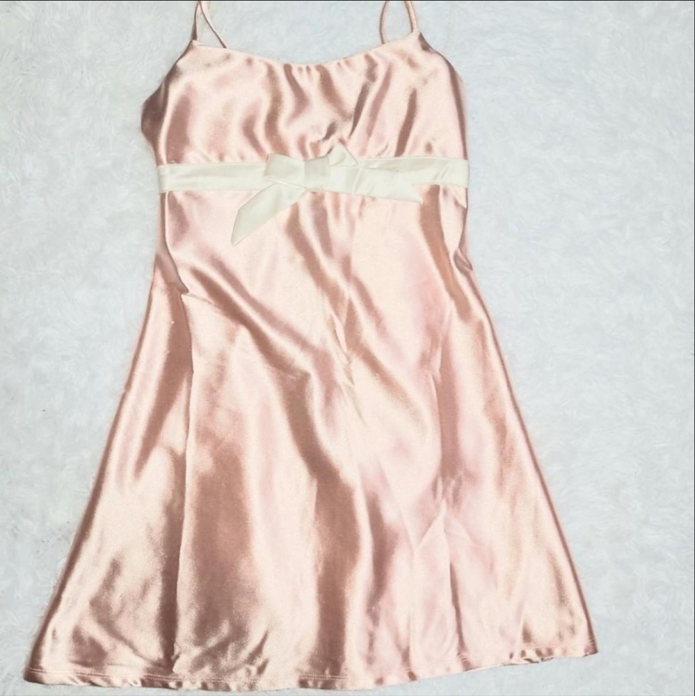 Tillys Blush Pink Satin Babydoll Dress With Bow Women's US Size XtraSmall! NWT